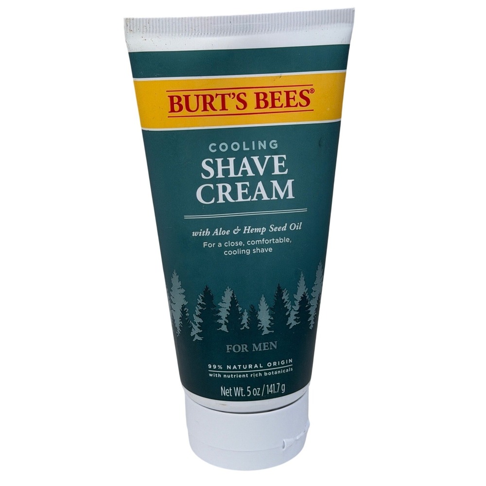 Burts Bees Cooling Shave Cream For Men 5oz Aloe and Hemp Seed Oil Woodsy Scent